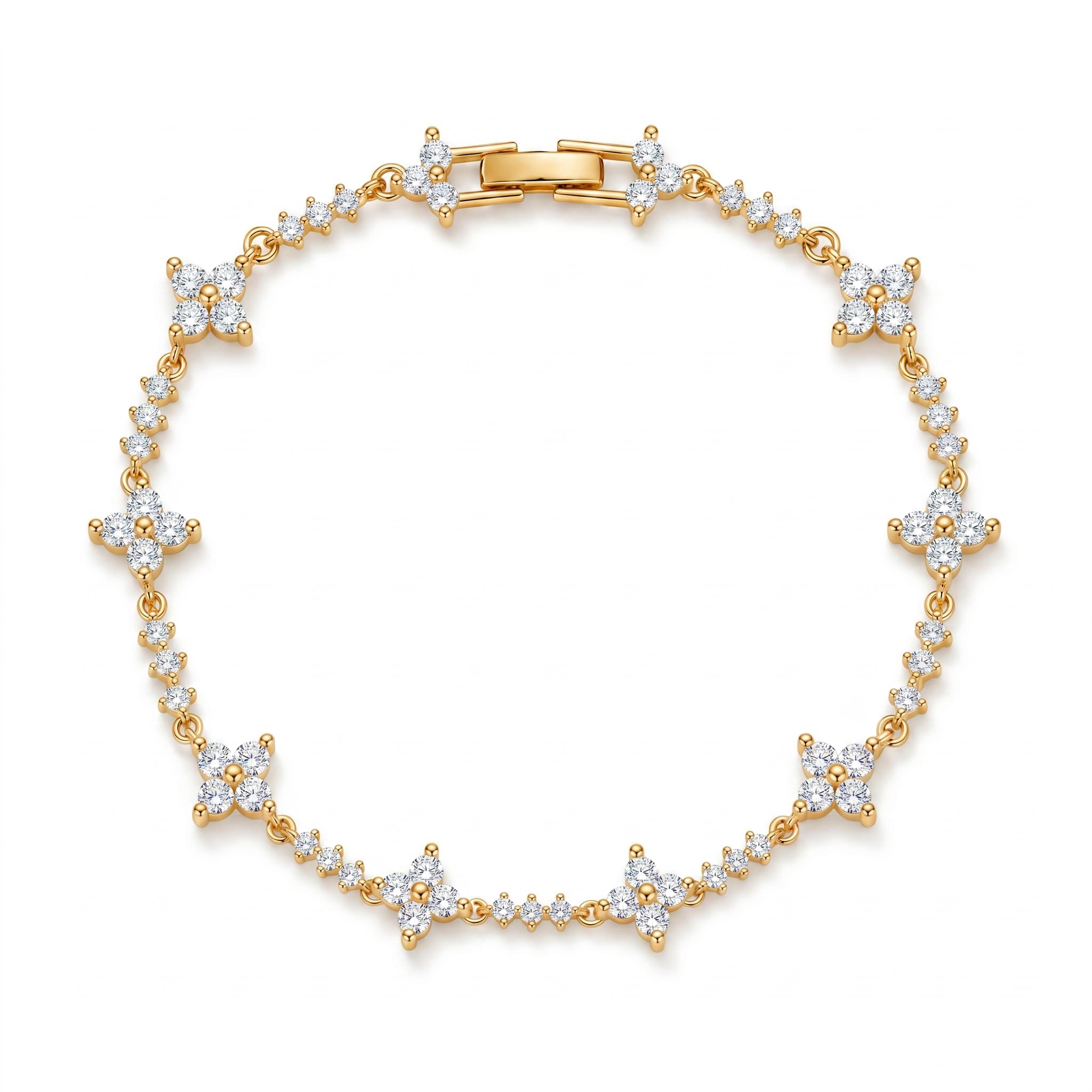3.12 ct.tw. Four-leaf Clover Round Stone Tennis Bracelet 3.12 ct.tw. Four-leaf Clover Round Stone Tennis Bracelet