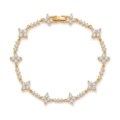 3.12 ct.tw. Four-leaf Clover Round Stone Tennis Bracelet