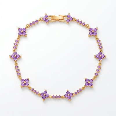 3.12 ct.tw. Four-leaf Clover Round Stone Tennis Bracelet