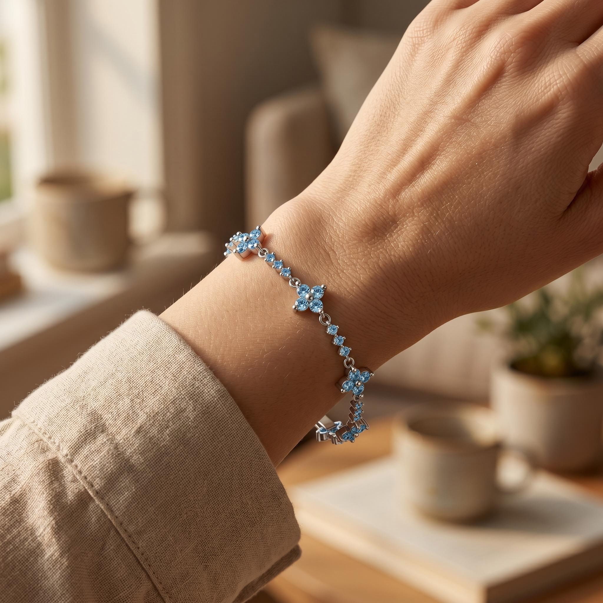 3.12 ct.tw. Four-leaf Clover Round Stone Tennis Bracelet 3.12 ct.tw. Four-leaf Clover Round Stone Tennis Bracelet