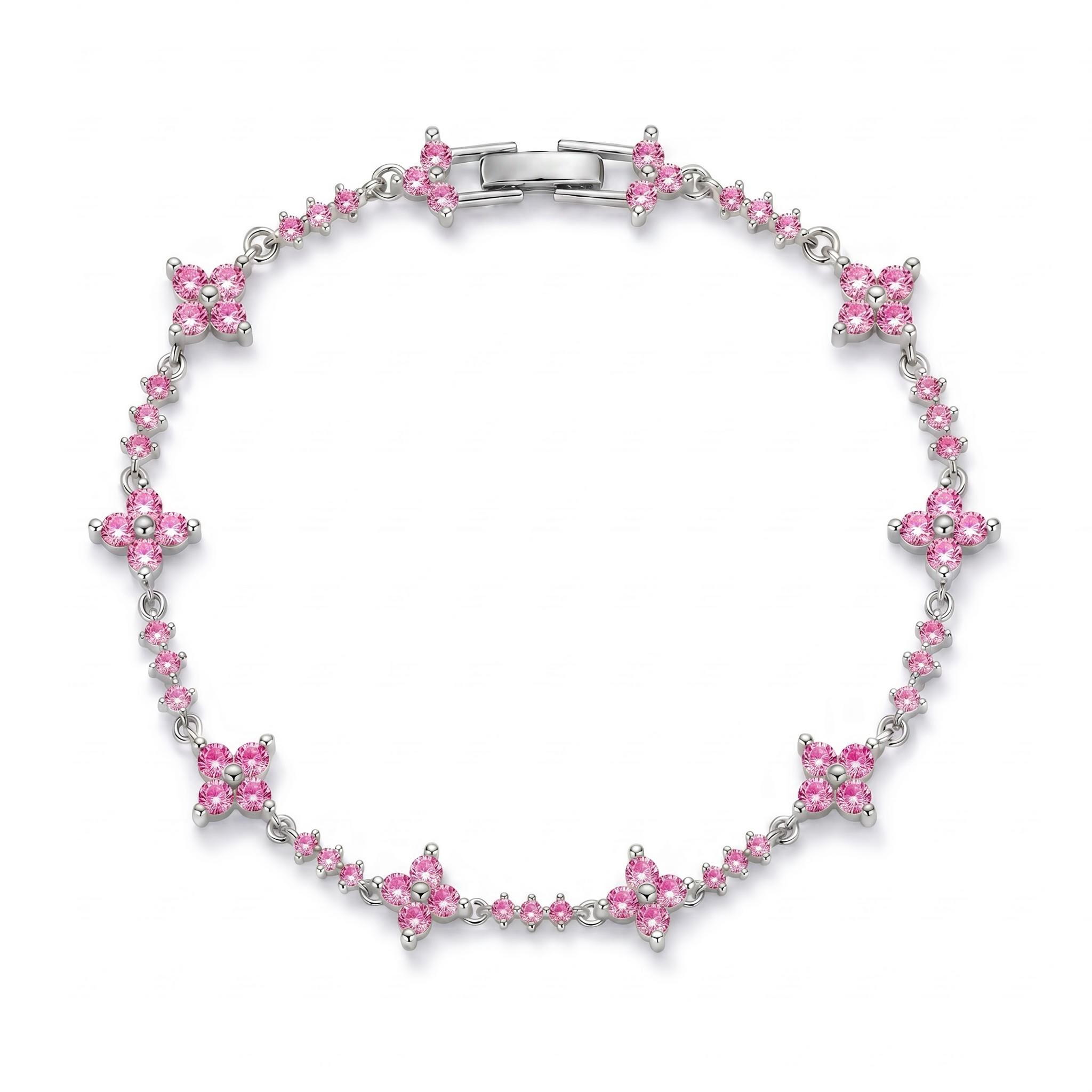 3.12 ct.tw. Four-leaf Clover Round Stone Tennis Bracelet 3.12 ct.tw. Four-leaf Clover Round Stone Tennis Bracelet