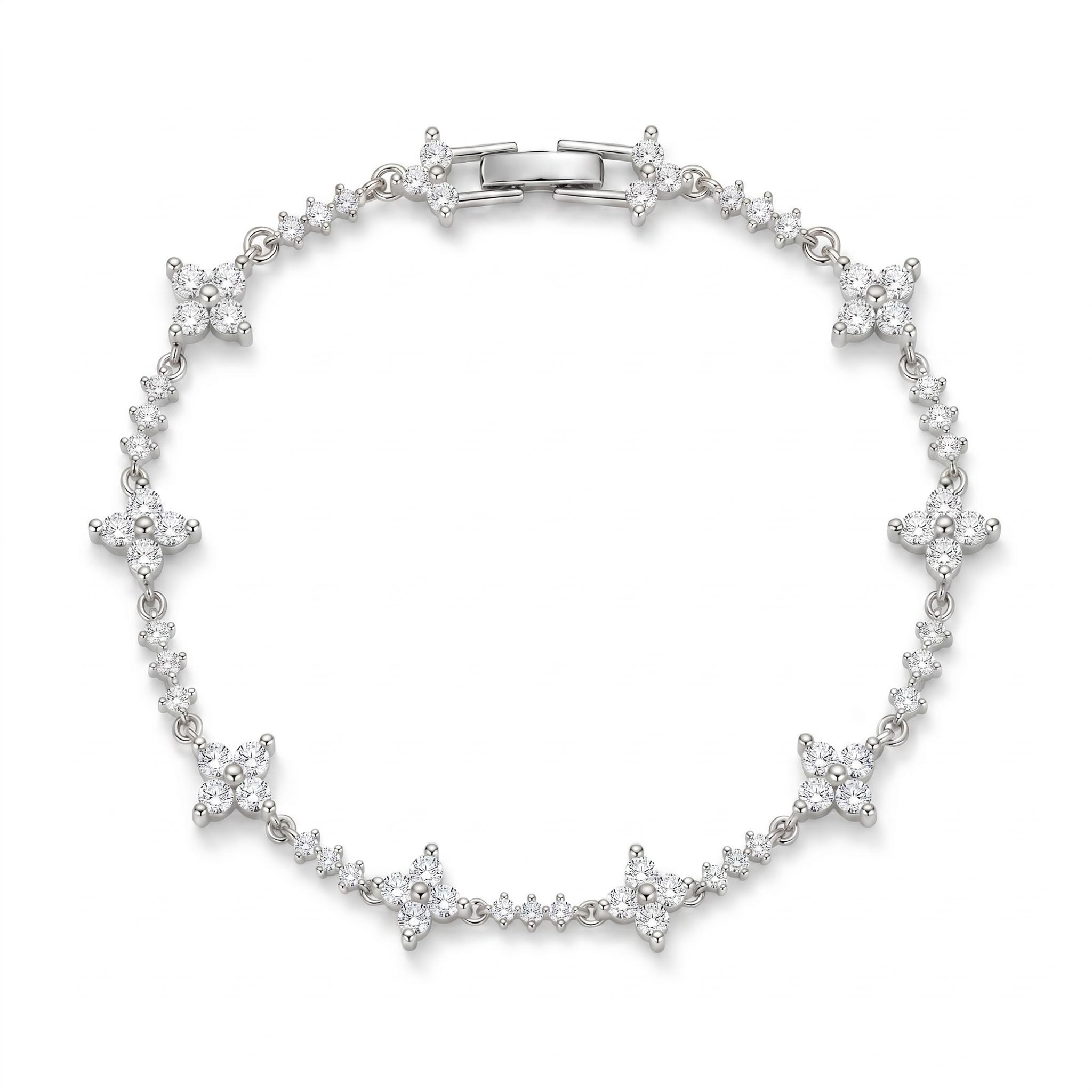 3.12 ct.tw. Four-leaf Clover Round Stone Tennis Bracelet 3.12 ct.tw. Four-leaf Clover Round Stone Tennis Bracelet