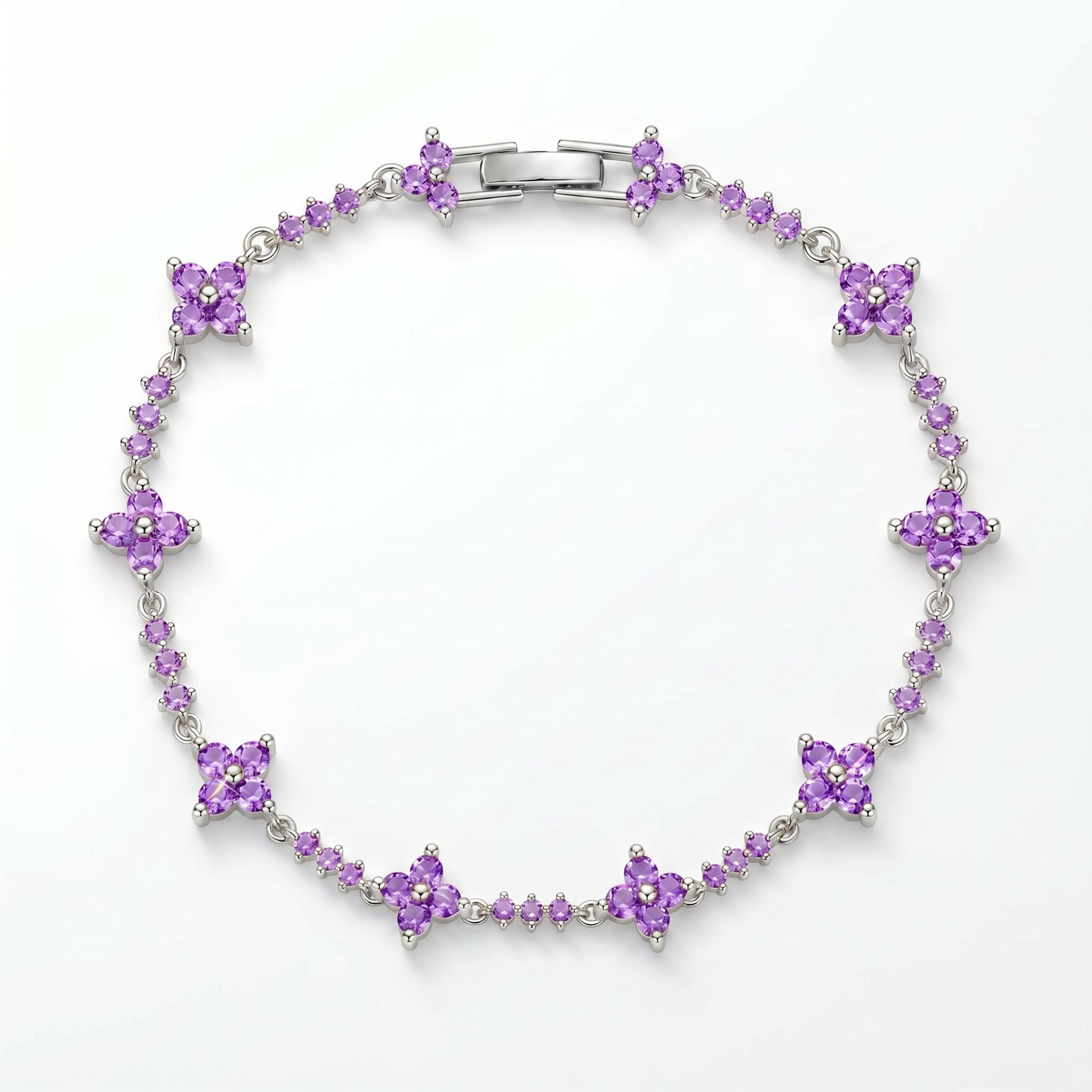 3.12 ct.tw. Four-leaf Clover Round Stone Tennis Bracelet 3.12 ct.tw. Four-leaf Clover Round Stone Tennis Bracelet