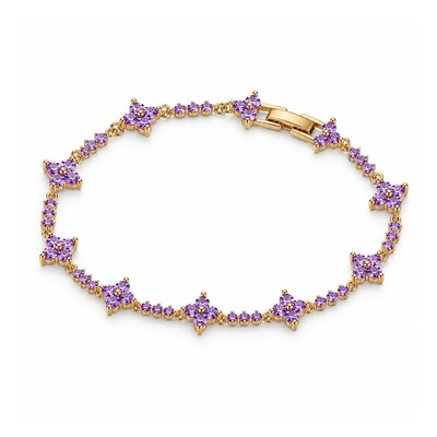 3.12 ct.tw. Four-leaf Clover Round Stone Tennis Bracelet
