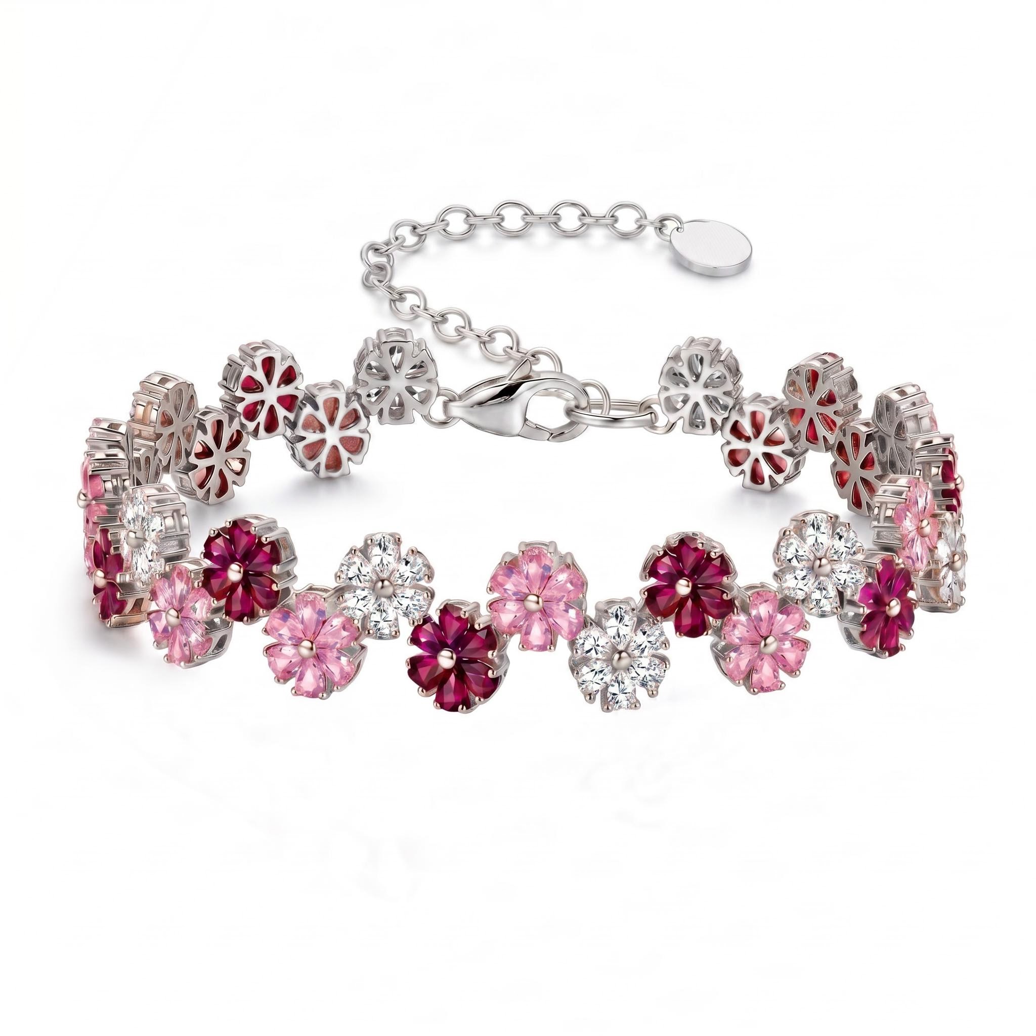 13.11 ct.tw. Multicolor Pear Cut Floral Link Bracelet