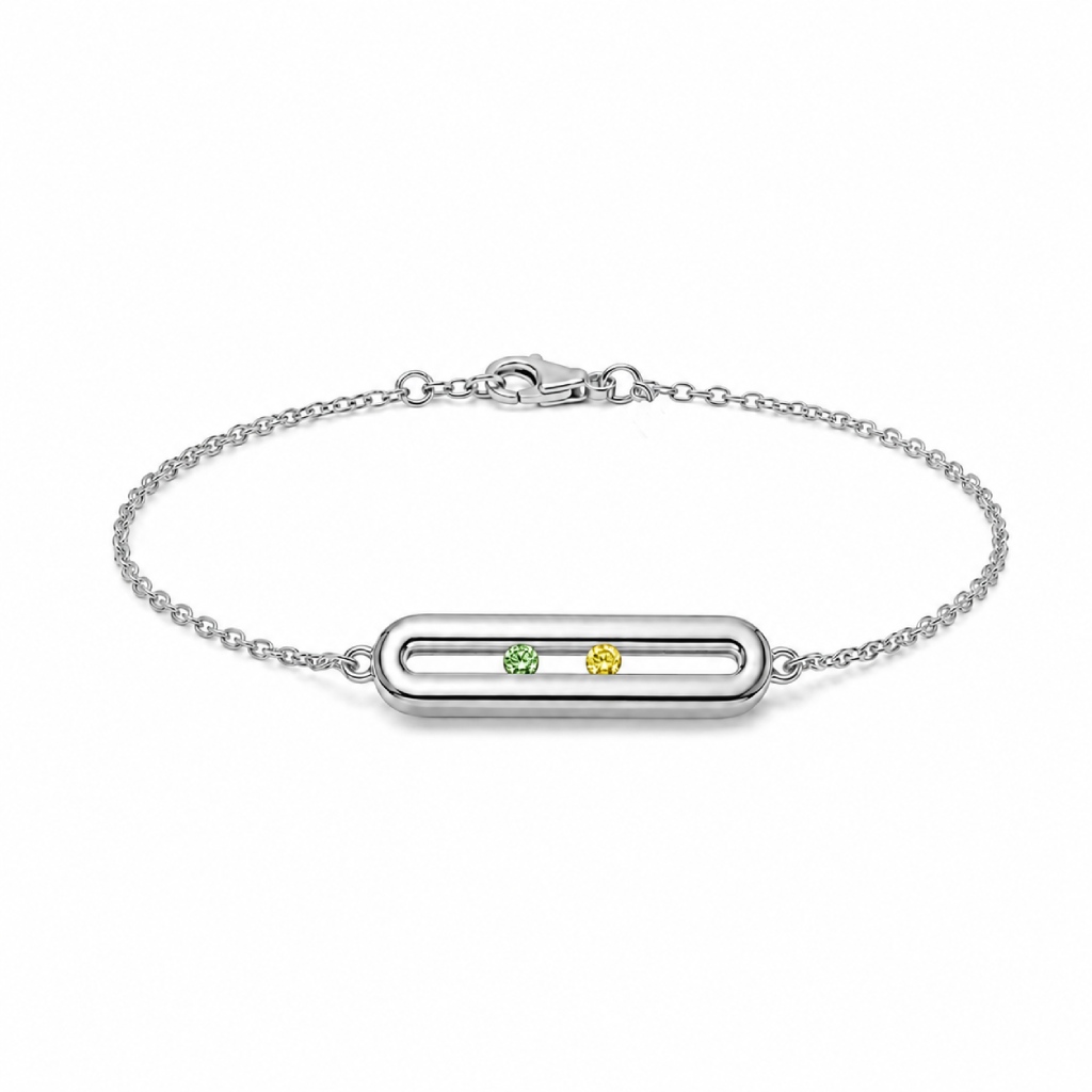 Personalized Sliding Bar Movable Birthstone Bracelet
