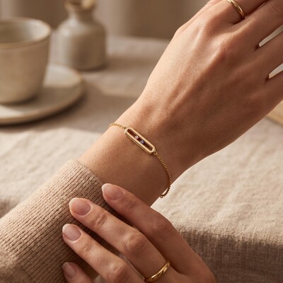 Personalized Sliding Bar Movable Birthstone Bracelet