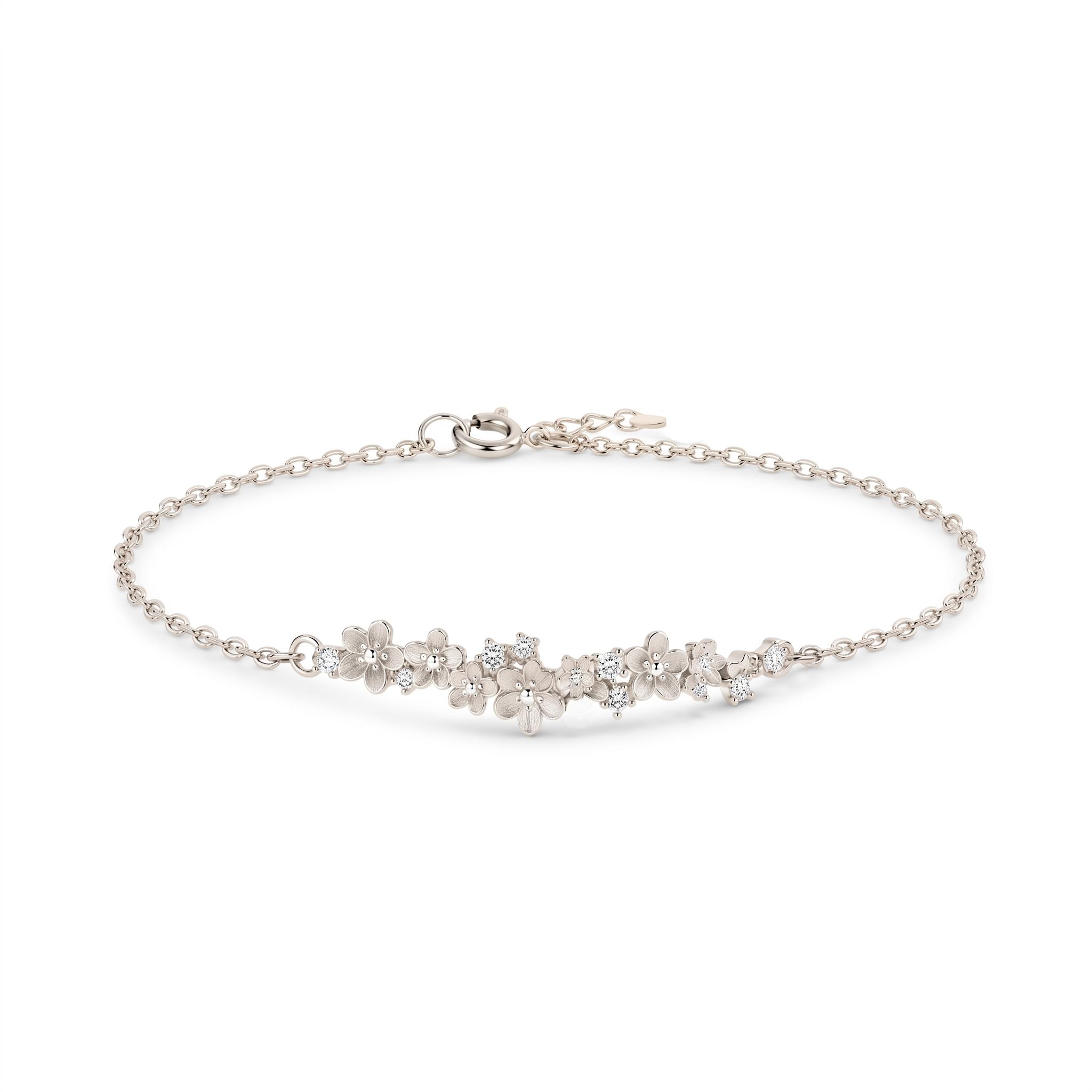 Nature-inspired Sandblasted Flower Cluster Bracelet
