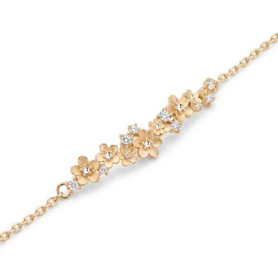 Nature-inspired Sandblasted Flower Cluster Bracelet