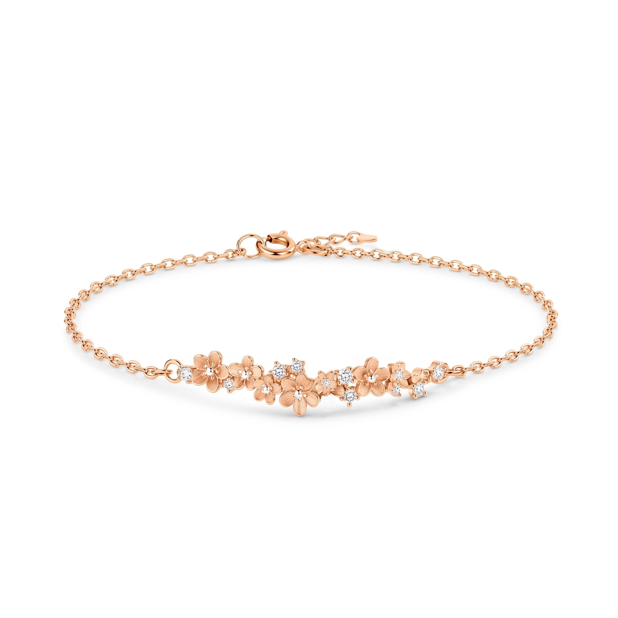 Nature-inspired Sandblasted Flower Cluster Bracelet
