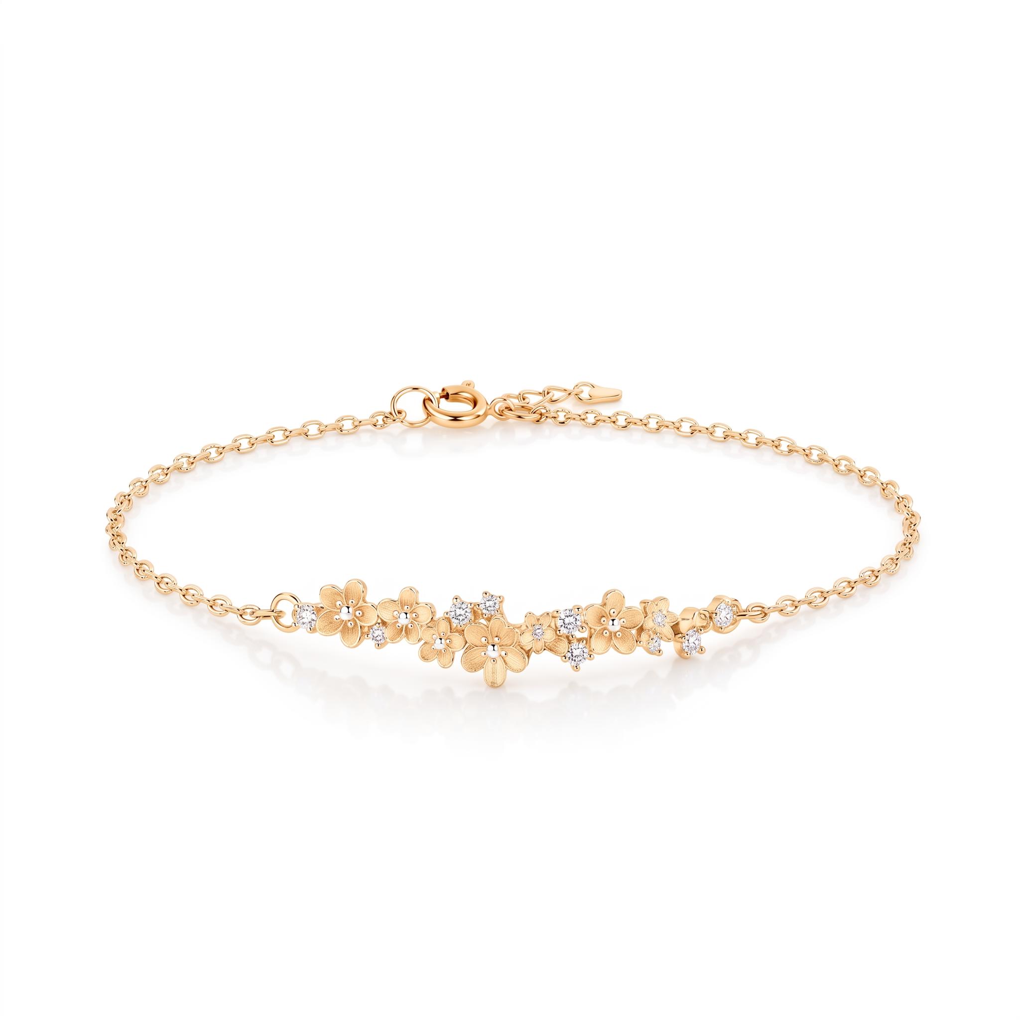 Nature-inspired Sandblasted Flower Cluster Bracelet