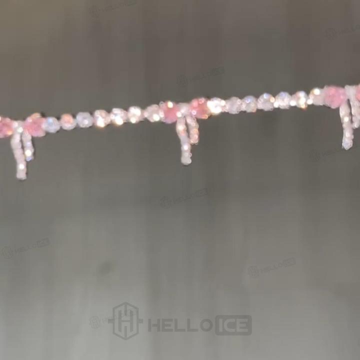 6.87 ct.tw. Pink Heart Bow Design Tennis Bracelet
