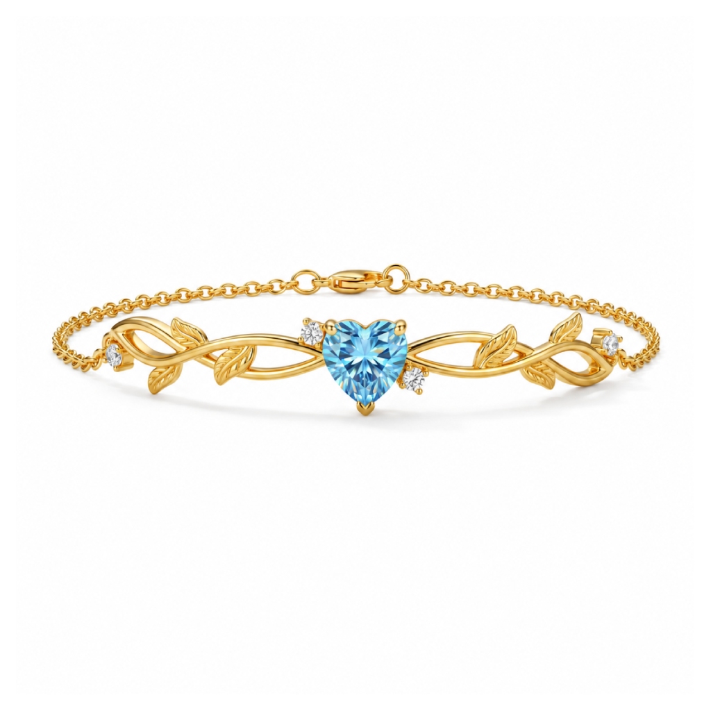 1.35 ct.tw. Vine Inspired Birthstone Heart Stone Bracelet