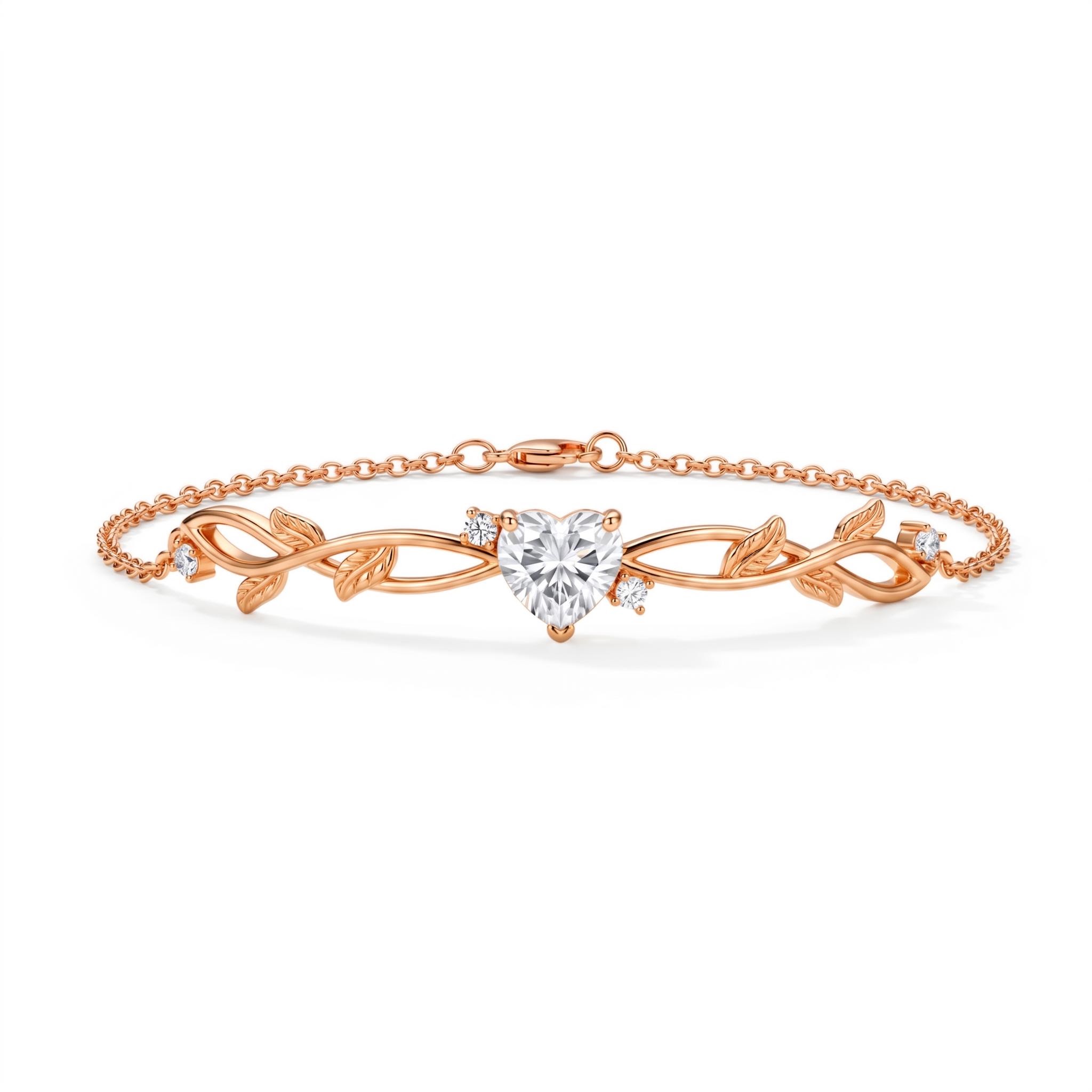 1.35 ct.tw. Vine Inspired Birthstone Heart Stone Bracelet