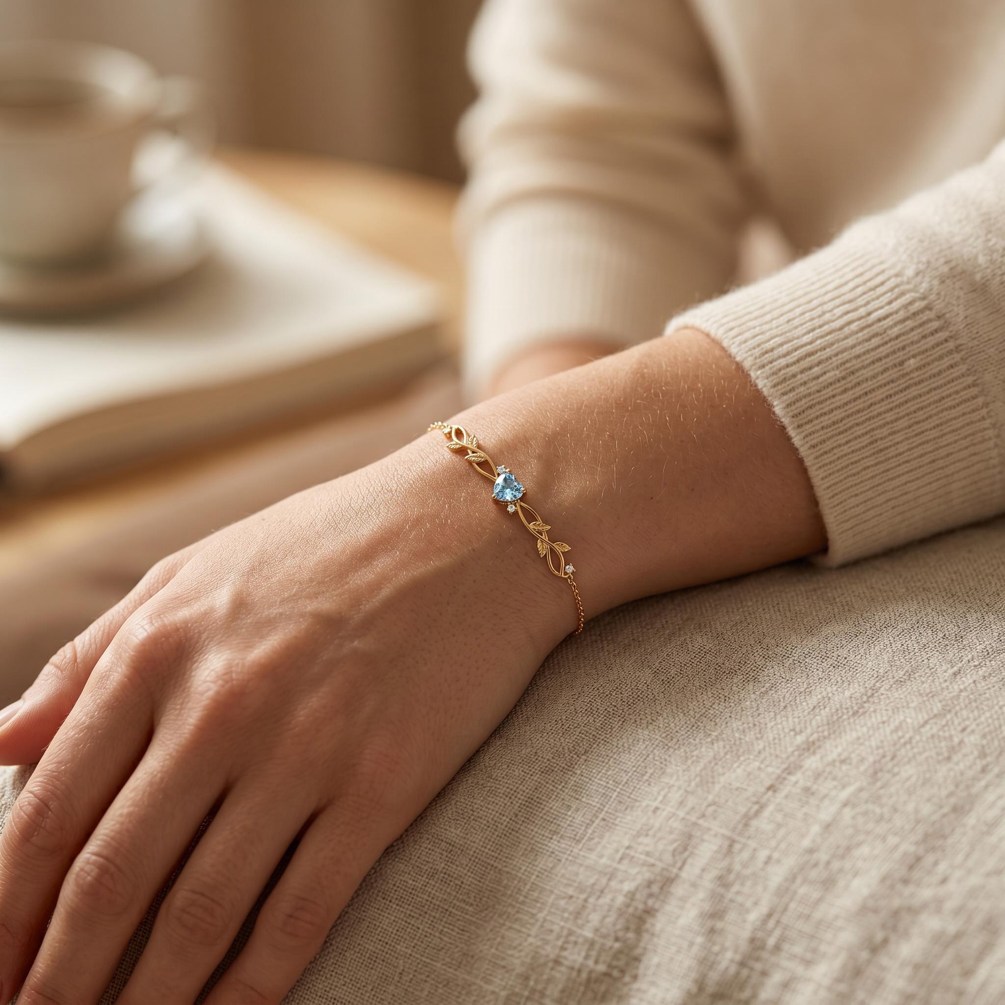 1.35 ct.tw. Vine Inspired Birthstone Heart Stone Bracelet