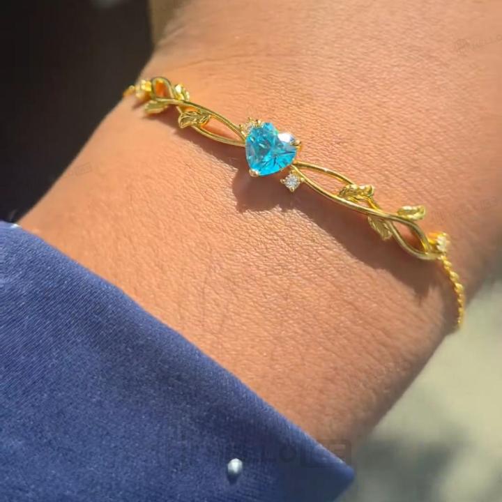 1.35 ct.tw. Vine Inspired Birthstone Heart Stone Bracelet