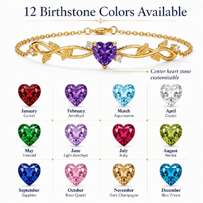 1.35 ct.tw. Vine Inspired Birthstone Heart Stone Bracelet