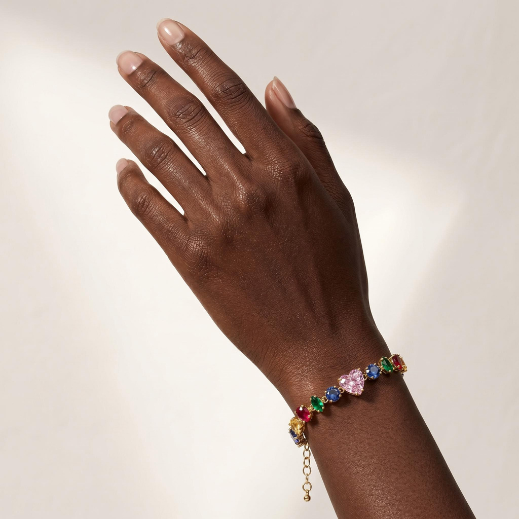 21.24 ct.tw. Rainbow Shaped Gemstone Heart Bracelet