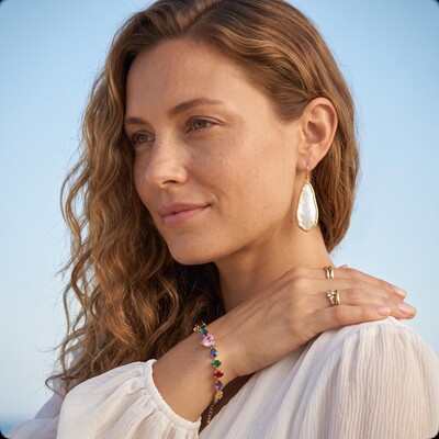 21.24 ct.tw. Rainbow Shaped Gemstone Heart Bracelet