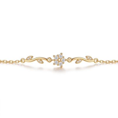 0.17 ct.tw. Dainty Floral Vine Chain Bracelet