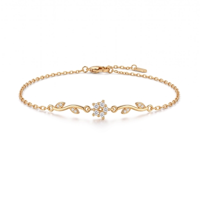 0.17 ct.tw. Dainty Floral Vine Chain Bracelet