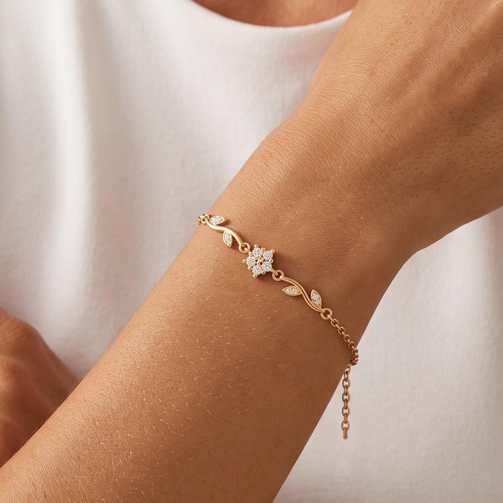 0.17 ct.tw. Dainty Floral Vine Chain Bracelet 0.17 ct.tw. Dainty Floral Vine Chain Bracelet
