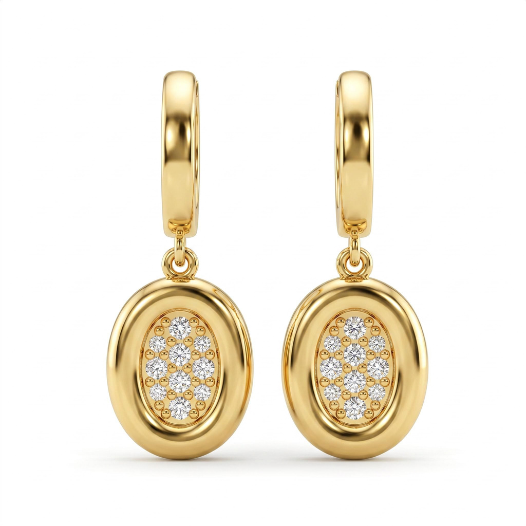 0.34 ct.tw. Oval Paved Round Stone Drop Earrings 0.34 ct.tw. Oval Paved Round Stone Drop Earrings