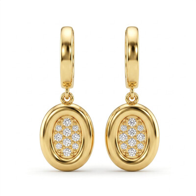 0.34 ct.tw. Oval Paved Round Stone Drop Earrings