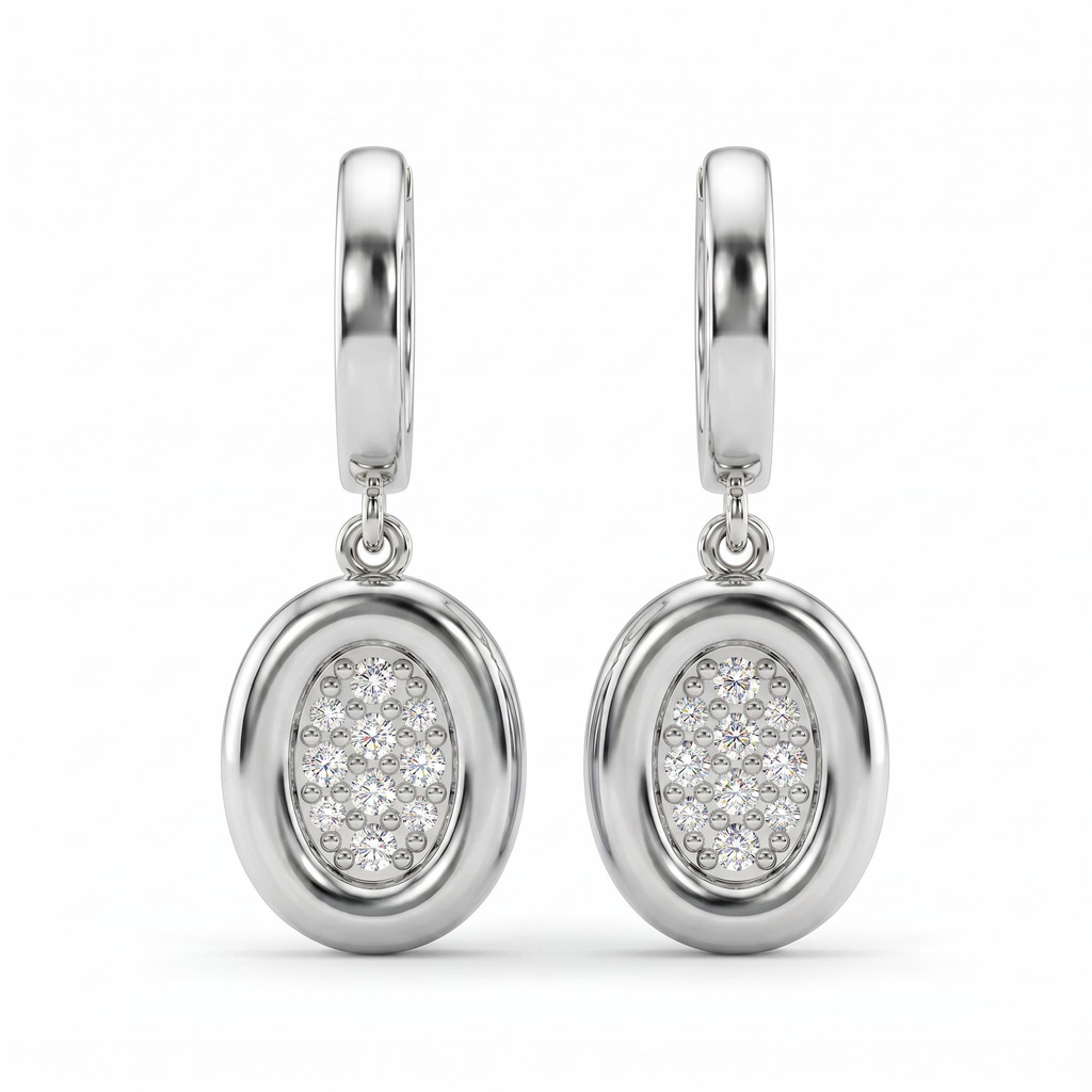 0.34 ct.tw. Oval Paved Round Stone Drop Earrings 0.34 ct.tw. Oval Paved Round Stone Drop Earrings