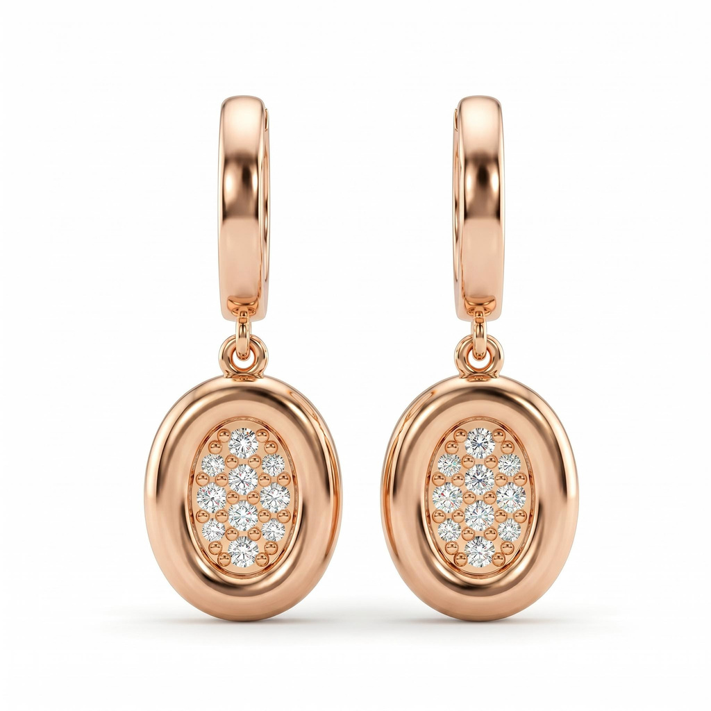 0.34 ct.tw. Oval Paved Round Stone Drop Earrings 0.34 ct.tw. Oval Paved Round Stone Drop Earrings