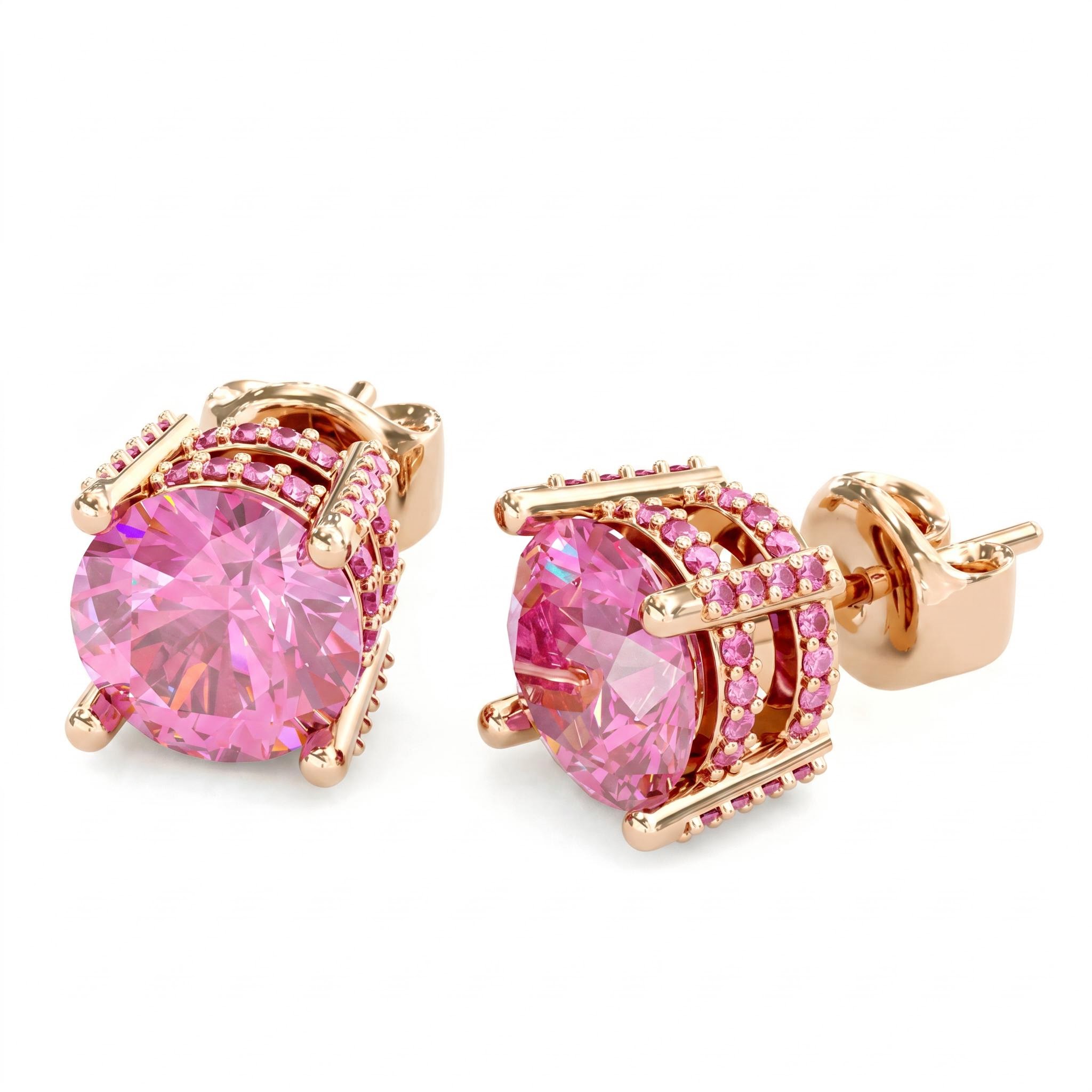 6.5mm Brilliant Round Cut Double Hidden Halo Stud Earrings 6.5mm Brilliant Round Cut Double Hidden Halo Stud Earrings