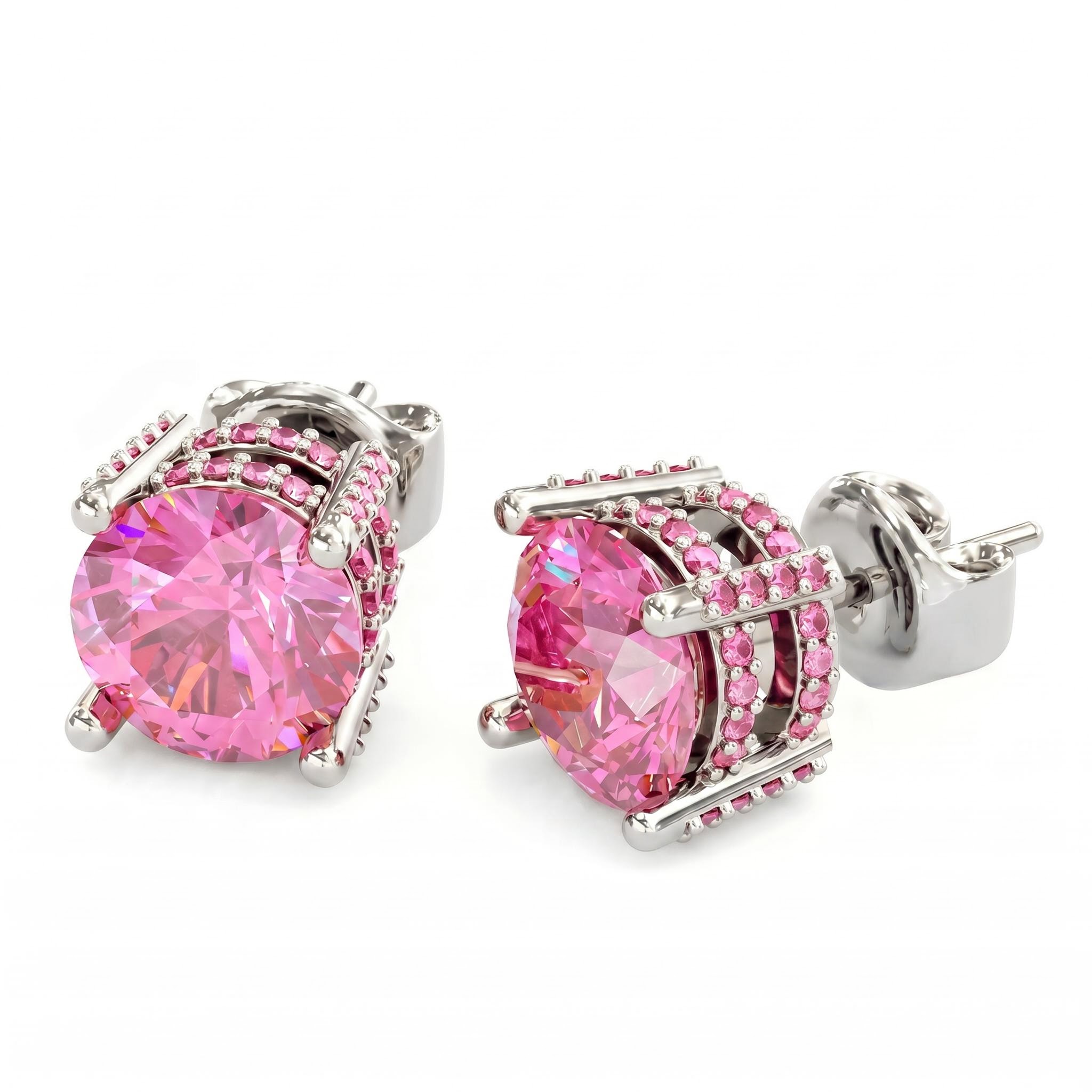 6.5mm Brilliant Round Cut Double Hidden Halo Stud Earrings 6.5mm Brilliant Round Cut Double Hidden Halo Stud Earrings