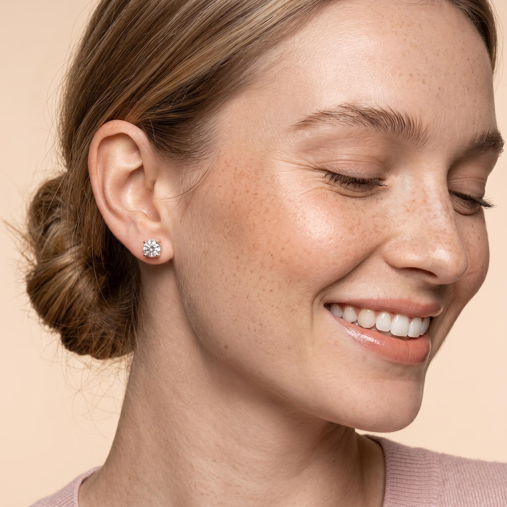 6.5mm Brilliant Round Cut Double Hidden Halo Stud Earrings