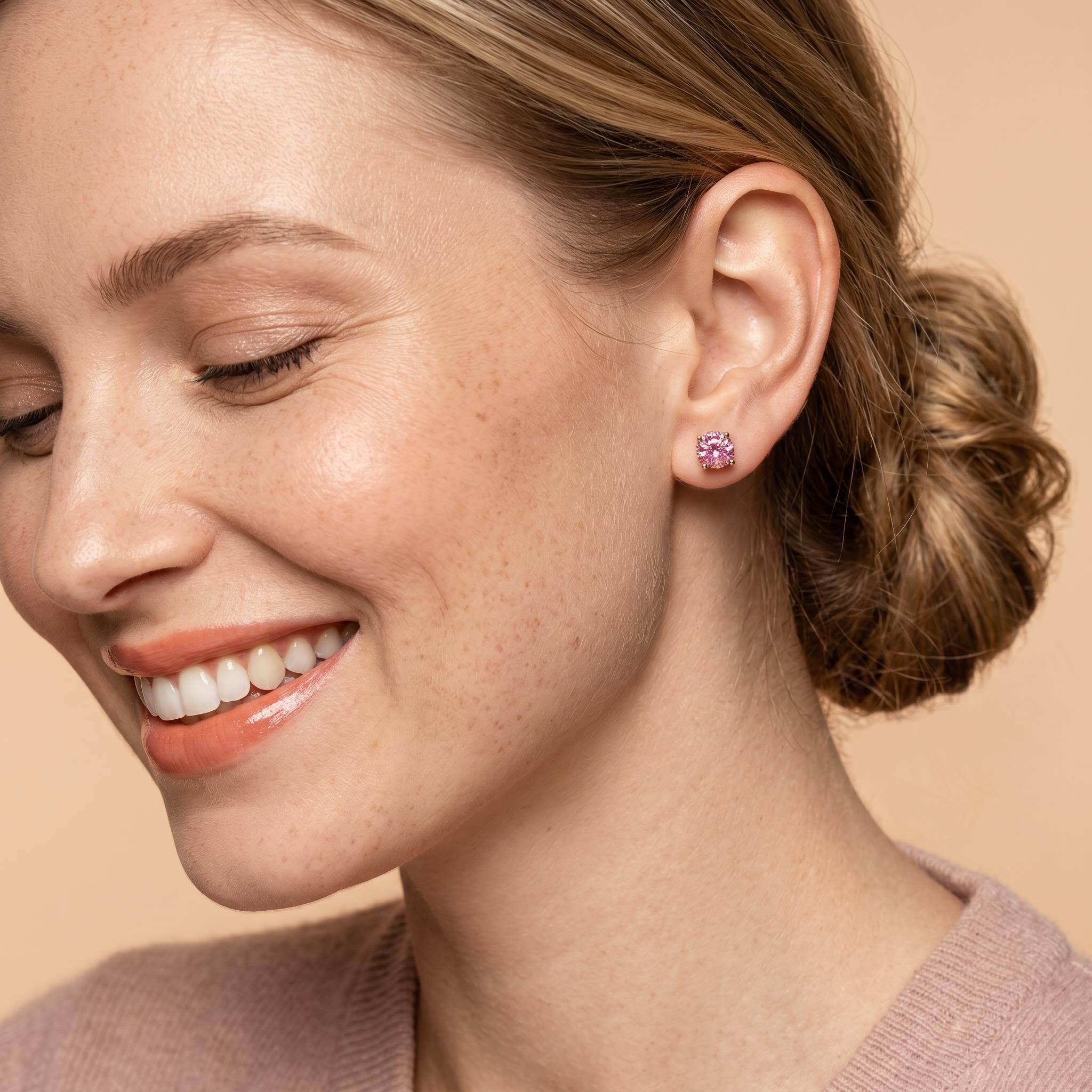 6.5mm Brilliant Round Cut Double Hidden Halo Stud Earrings
