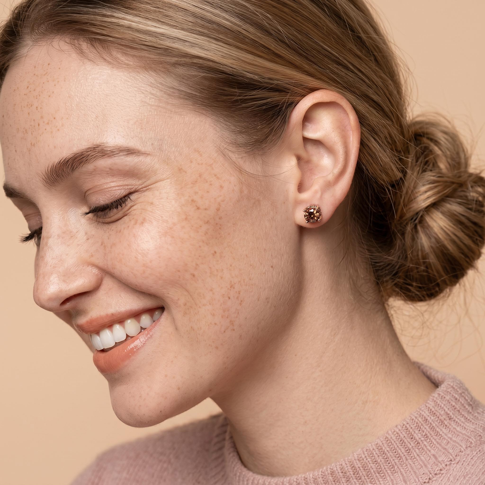 6.5mm Brilliant Round Cut Double Hidden Halo Stud Earrings