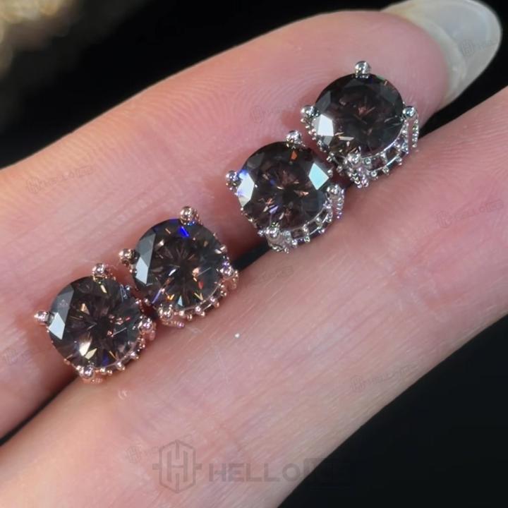 6.5mm Brilliant Round Cut Double Hidden Halo Stud Earrings