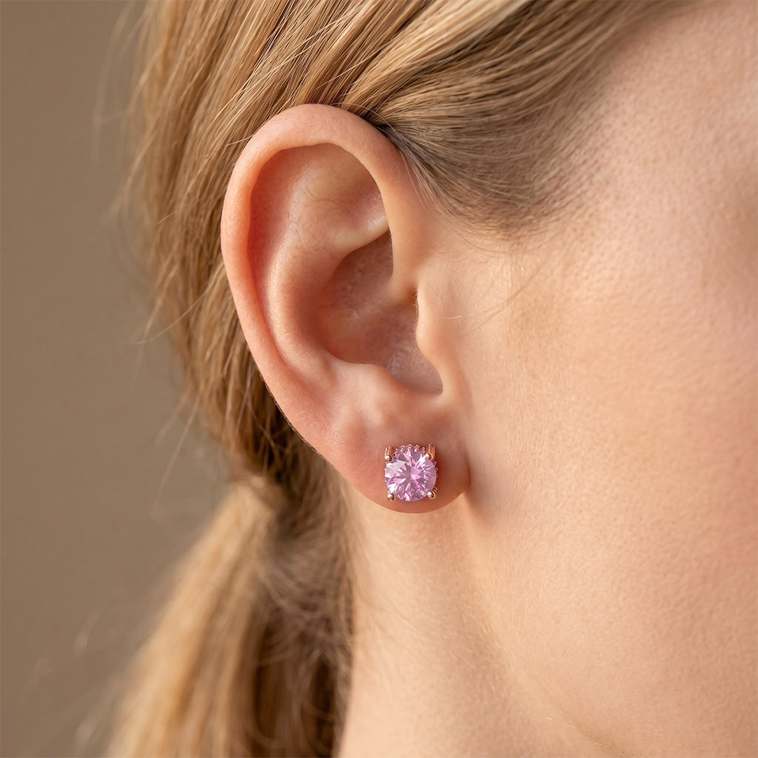 6.5mm Brilliant Round Cut Double Hidden Halo Stud Earrings