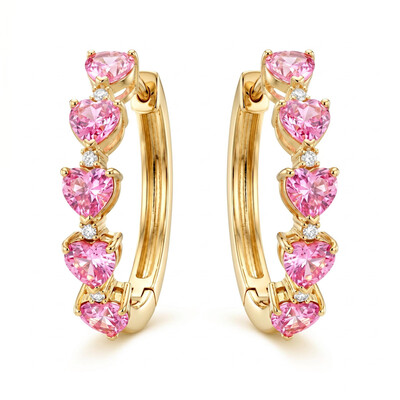 1.02 ct.tw. Pink Heart Cut Hoop Earrings