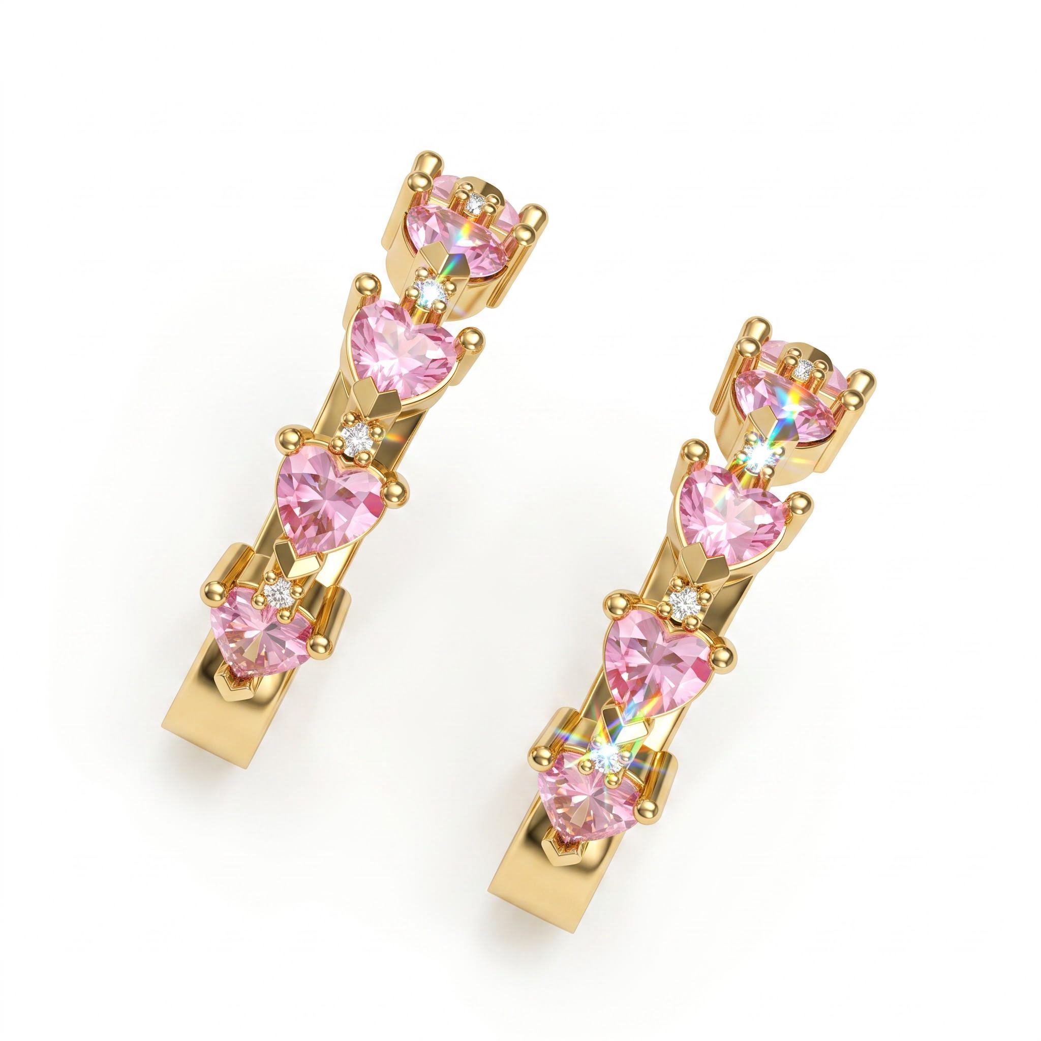 1.02 ct.tw. Pink Heart Cut Hoop Earrings 1.02 ct.tw. Pink Heart Cut Hoop Earrings