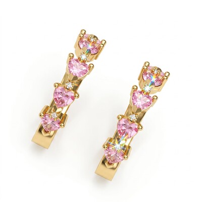 1.02 ct.tw. Pink Heart Cut Hoop Earrings
