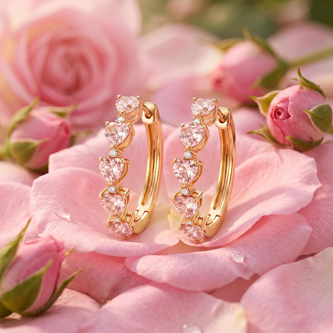 1.02 ct.tw. Pink Heart Cut Hoop Earrings 1.02 ct.tw. Pink Heart Cut Hoop Earrings