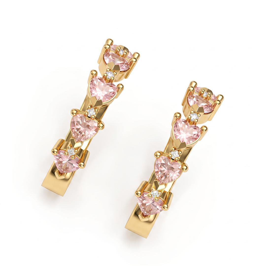 1.02 ct.tw. Pink Heart Cut Hoop Earrings 1.02 ct.tw. Pink Heart Cut Hoop Earrings