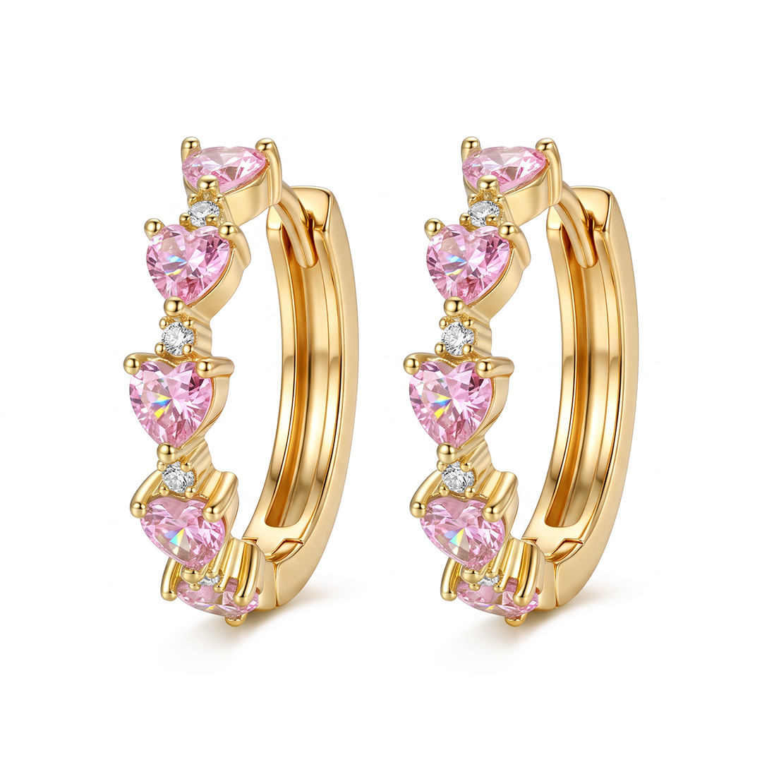 1.02 ct.tw. Pink Heart Cut Hoop Earrings 1.02 ct.tw. Pink Heart Cut Hoop Earrings