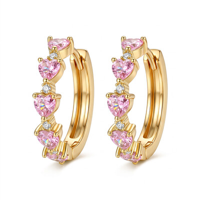 1.02 ct.tw. Pink Heart Cut Hoop Earrings