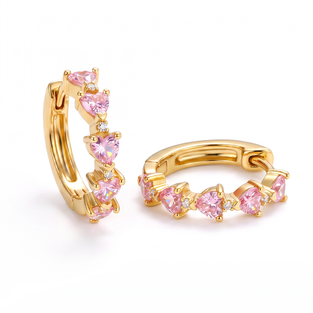 1.02 ct.tw. Pink Heart Cut Hoop Earrings 1.02 ct.tw. Pink Heart Cut Hoop Earrings