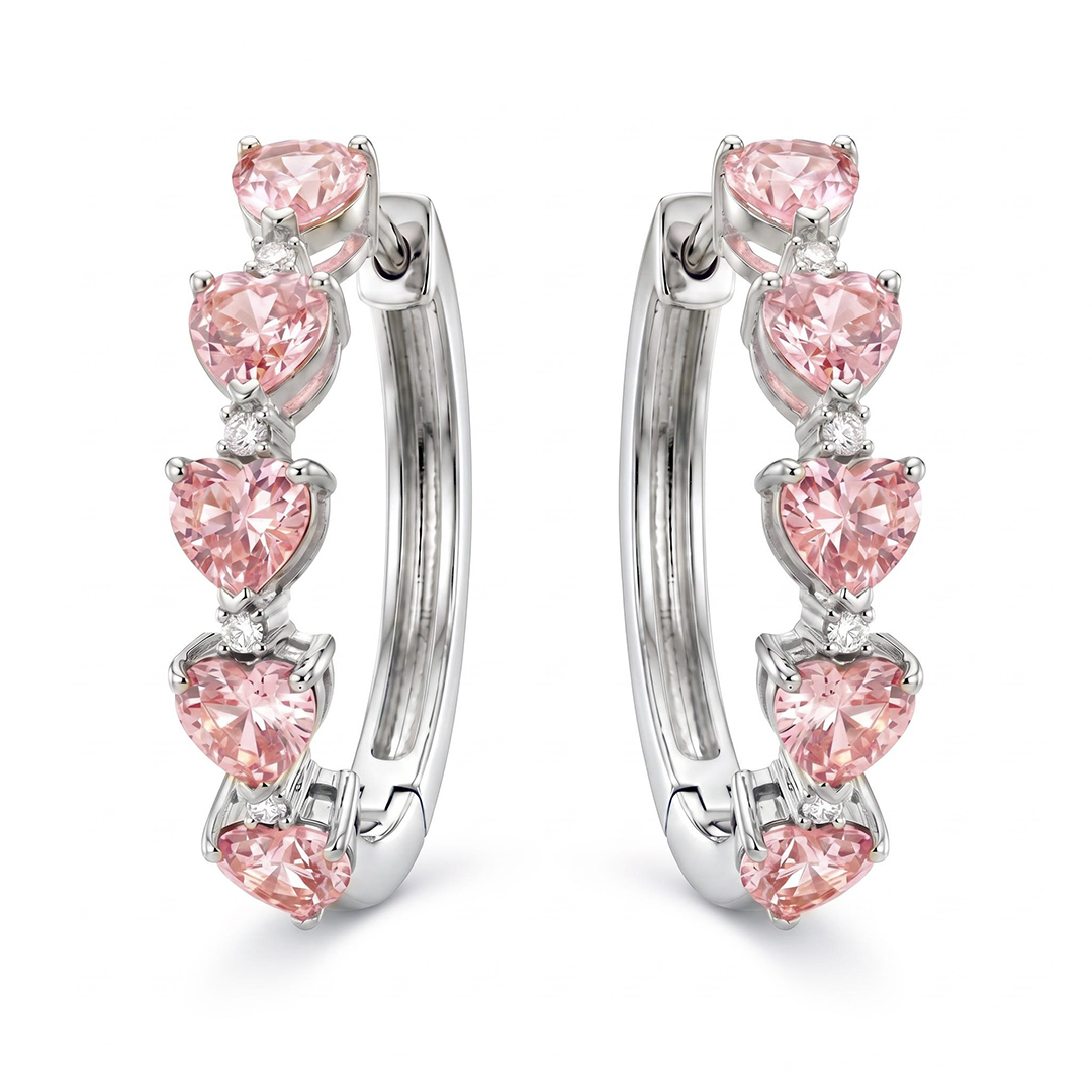 1.02 ct.tw. Pink Heart Cut Hoop Earrings 1.02 ct.tw. Pink Heart Cut Hoop Earrings