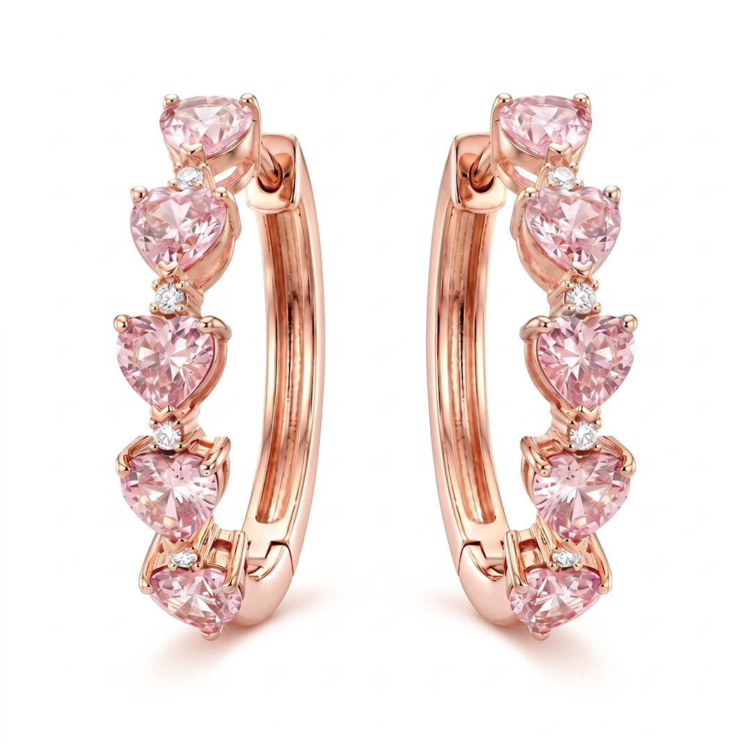 1.02 ct.tw. Pink Heart Cut Hoop Earrings 1.02 ct.tw. Pink Heart Cut Hoop Earrings