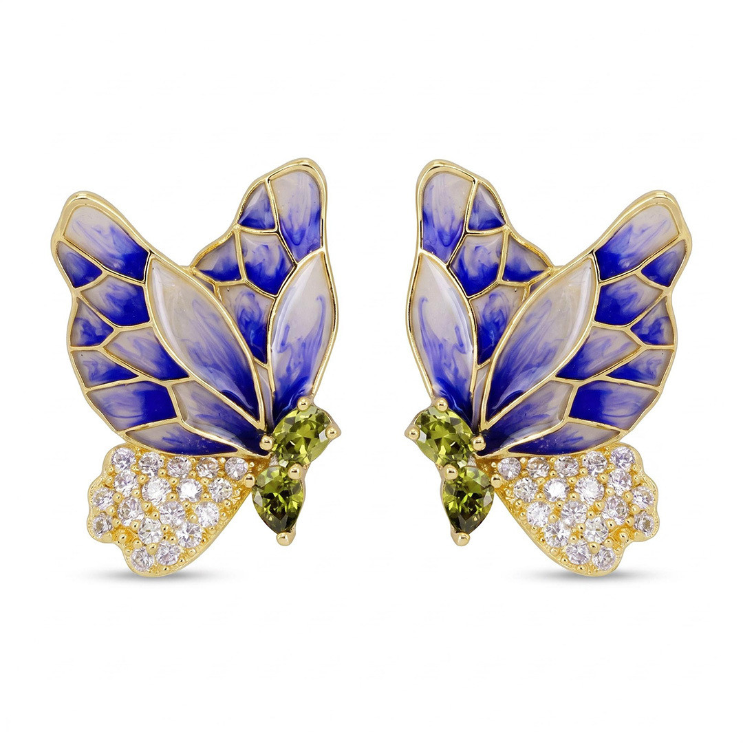 Helloice Enamel Nature Glaze Purple Butterfly Stud Earrings Helloice Enamel Nature Glaze Purple Butterfly Stud Earrings