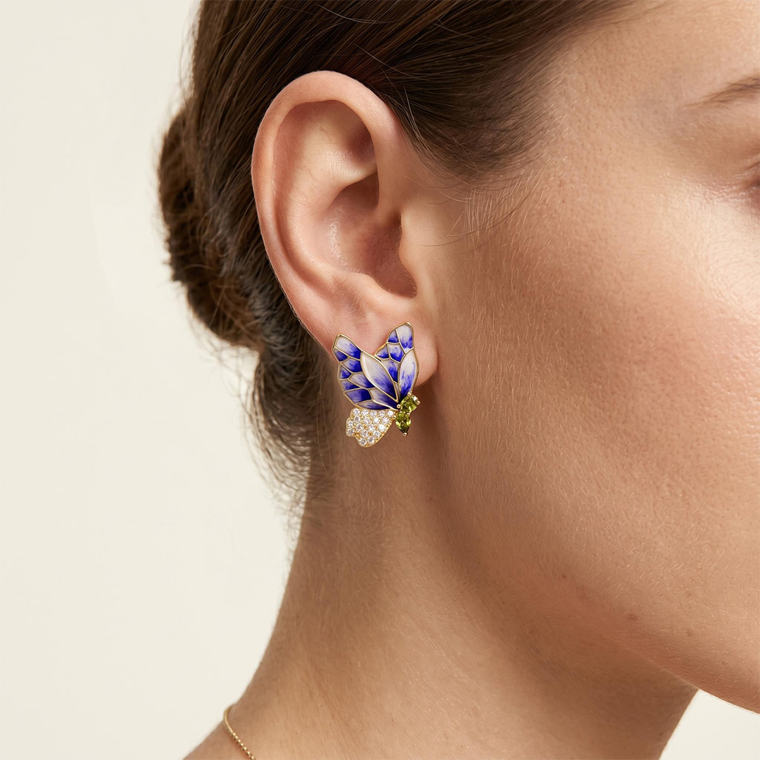Helloice Enamel Nature Glaze Purple Butterfly Stud Earrings Helloice Enamel Nature Glaze Purple Butterfly Stud Earrings