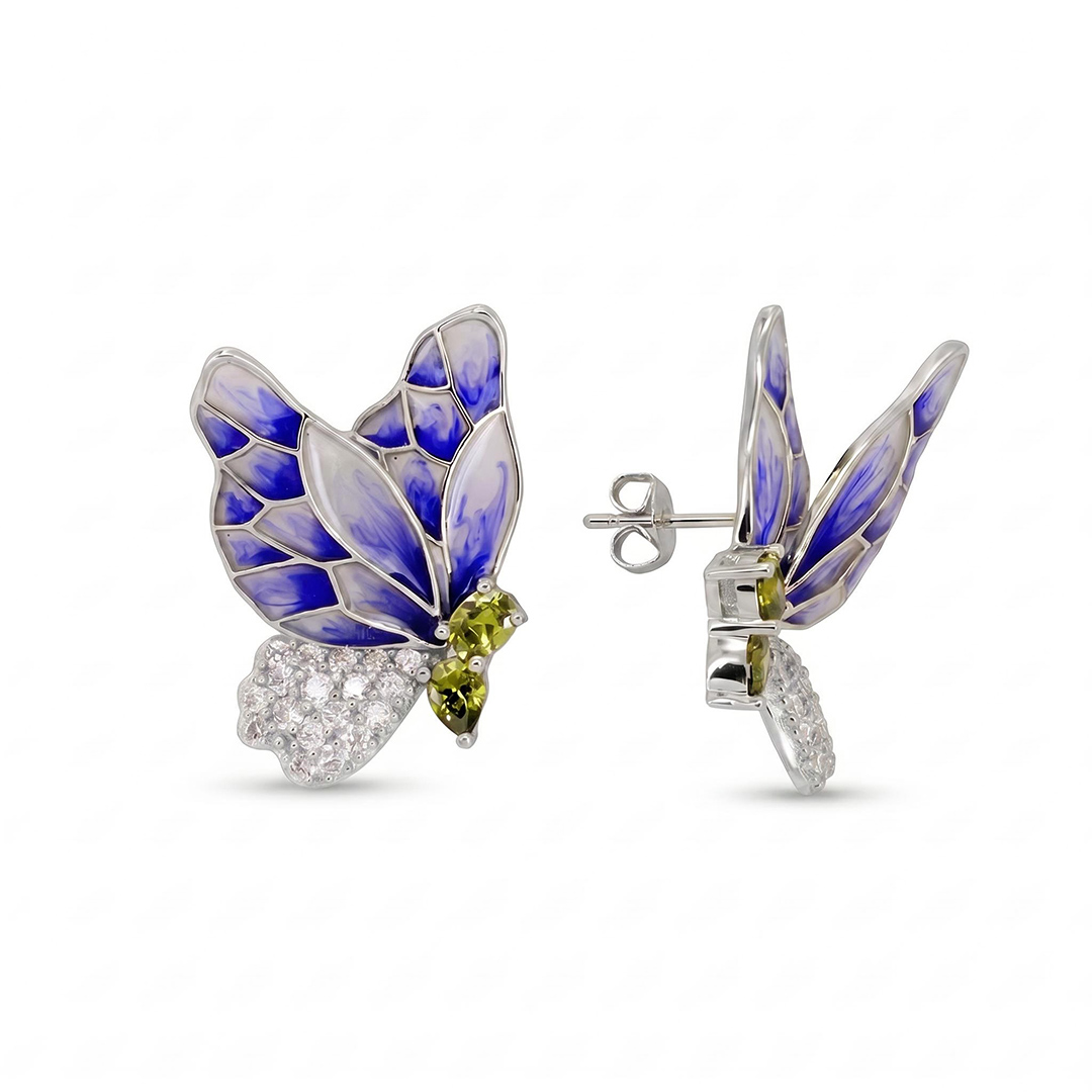 Helloice Enamel Nature Glaze Purple Butterfly Stud Earrings Helloice Enamel Nature Glaze Purple Butterfly Stud Earrings